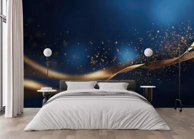 Luxurious Navy Blue and Gold Glam, Elegant Glittering Background for Sophisticated Designs Wall mural