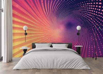 Mesmerizing Halftone Swirl in Vibrant Sunset Tones Wall mural