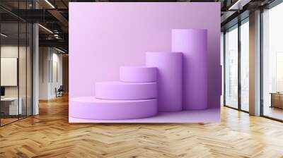 Minimalist Pastel 3D Column Chart on Gradient Lavender Background for Business Analytics and Wall mural