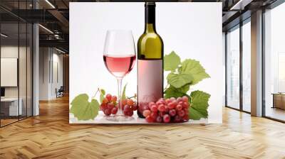 Pure Elegance, Isolated Wine Bottle Stands Gracefully on a White Background. Wall mural