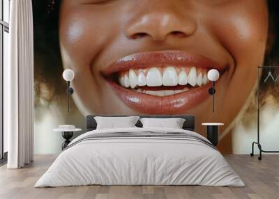 Radiant Close-up of a Smiling Person with Pristine White Teeth and Glossy Lips Wall mural