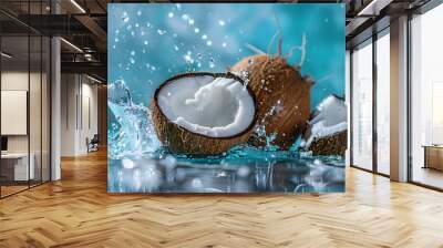 Refreshing Coconut Splash in Tropical Paradise Wall mural