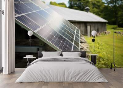 Rural Energy Revolution: Solar Cells Grace the Roof of a Charming Ranch Wall mural