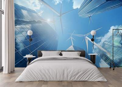 Sustainable Skyscraper Wind Turbines Revolutionizing Urban Renewable Energy Wall mural