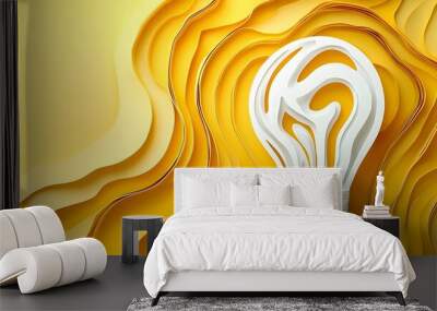 Swirling Paper-Cut Light Bulb Symbolizing Flow of Creative Thoughts Wall mural