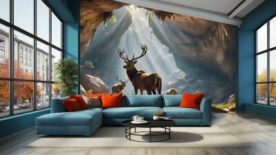 antelope in the mountains Wall mural