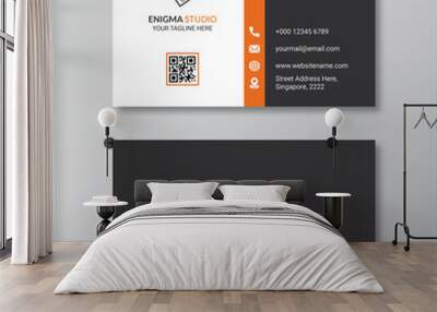 Grey and orange corporate business card design Wall mural