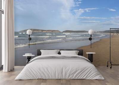 Wonderful beach with Robberg Nature Reserve in background in Plettenberg Bay, South Africa Wall mural