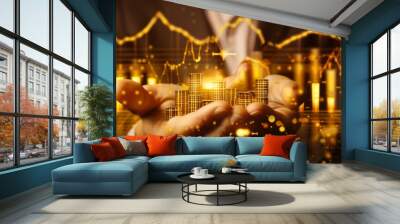 A financial advisor presenting gold investment opportunities with compelling graphs and statistical analysis. Wall mural