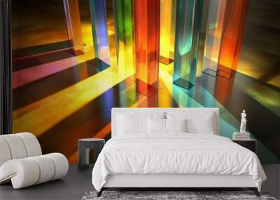 Colorful Light Patterns through Transparent Objects Wall mural