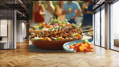 Delicious BBQ Skewers at a Summer Gathering Wall mural