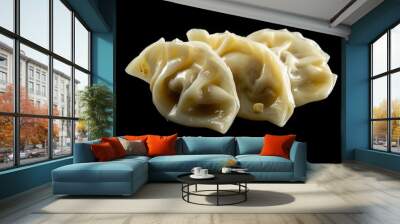 Die cut of Thai Steamed Pork Dumplings on black isolated. Wall mural