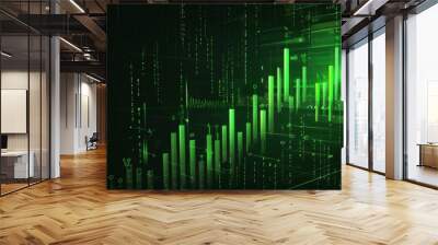 stock market chart with green candlesticks going up indicating crypto rising in value. graphical rep Wall mural