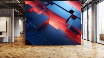 3d rendering of red and blue abstract geometric background. Scene for advertising, technology, showcase, banner, game, sport, cosmetic, business, metaverse. Sci-Fi Illustration. Product display Wall mural