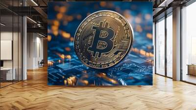 
Bitcoin, copy space for text Wall mural