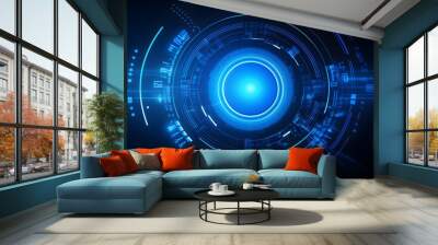 
blue Abstract technology background circles digital hi-tech technology design background. concept innovation. vector illustration Wall mural