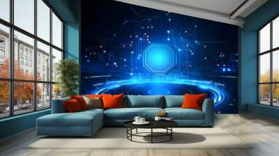 blue Abstract technology background circles digital hi-tech technology design background. concept innovation. vector illustration Wall mural