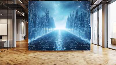 
Cyber winter background, copy space for text Wall mural