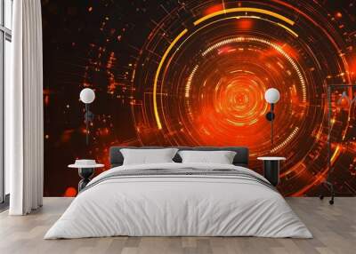 orange Abstract technology background circles digital hi-tech technology design background. concept innovation. vector illustration Wall mural