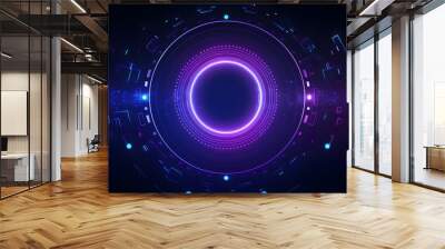 purple and blue Abstract technology background circles digital hi-tech technology design background. concept innovation. vector illustration Wall mural