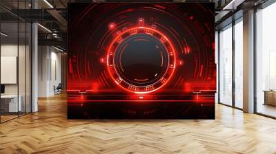 
red Abstract technology background circles digital hi-tech technology design background. concept innovation. vector illustration Wall mural