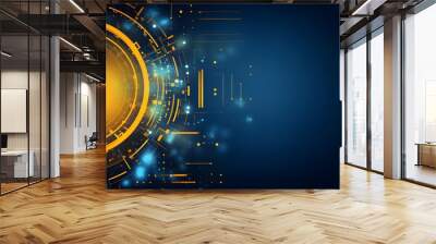 yellow and blue Abstract technology background circles digital hi-tech technology design background. concept innovation. vector illustration Wall mural