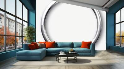  a silver circle on white  background , round metal frame Wall mural