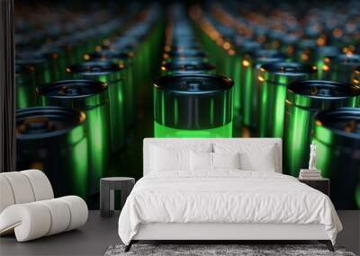 A large number of green battery cells arranged in rows Wall mural