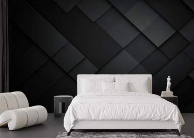 black diamond pattern  abstract wallpaper on dark background, Digital black textured graphics poster background Wall mural