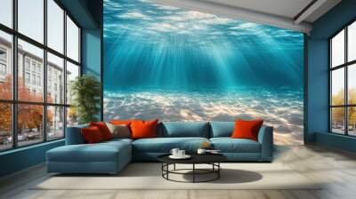 Breathtaking Underwater Light Beams in Clear Ocean Water Wall mural