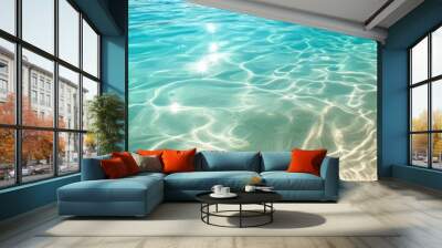 Clear Turquoise Water Over Sandy Beach Surface Wall mural