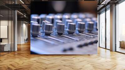 Close-Up of Faders on an Audio Mixing Console Wall mural