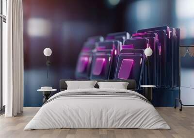 Colorful digital slides on a reflective surface Wall mural