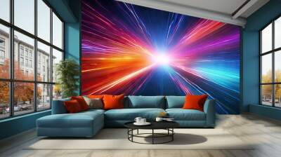 colorful light tunnel background. Neon futuristic flashes on black background. Colorful light exposure in a tunnel. abstract fast moving stripe lines Motion light lines backdrop Wall mural