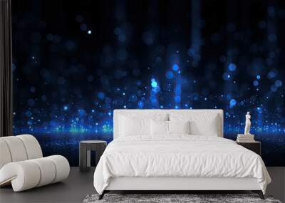 Dark Blue Particles Night Awards Background. Abstract Blue Particle Glitter Luxury Background, blue bokeh background,Happy New Year Celebration 2024 Sparkles Banner	
 Wall mural