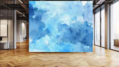 dark blue watercolor banner poster background template design. Blue turquoise teal mint cyan white abstract watercolo. blue watercolor splash Wall mural