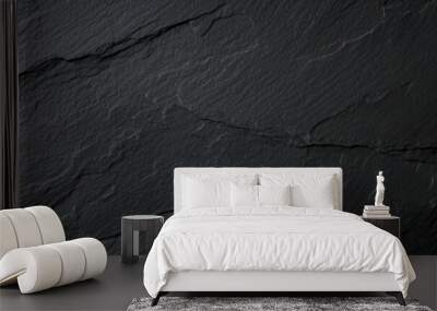 Dark grey black slate texture background. Black stone texture. Black granite slabs background	
 Wall mural