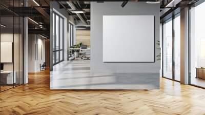 empty white blank poster in an office, 
white board hung in a room  in modern office Wall mural