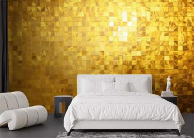 gold squares background texture, abstract golden yellow ,  golden square surface mosaic wallpaper,  christmas ,new years, Wall mural