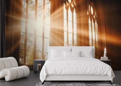 light in the window,  light going through a church window,  Wall mural