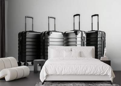 set of blue suitcases on gray background Wall mural