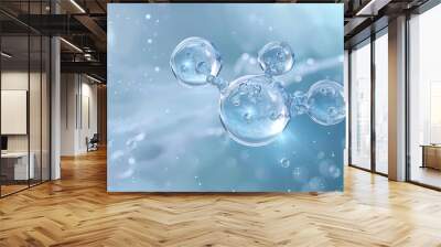 water drops and bubbles,,water molecule Collagen Skin Serum, Vitamin,bubbles in water,beauty skin care cosmetics, spa products,abstract oil bubbles or face serum background. Oil and water bubbles . Wall mural