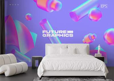 3D background with gradient geometric shapes. Eps10 vector. Wall mural