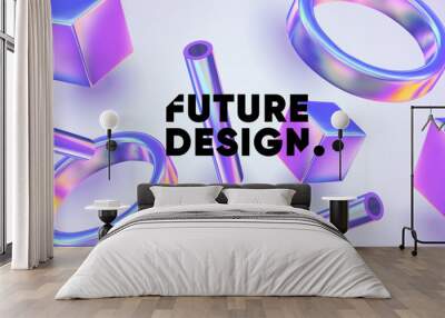 3D background with gradient geometric shapes. Eps10 vector. Wall mural