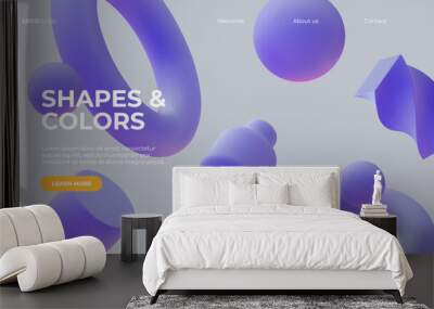 3D background with matt violet shapes. Eps10 vector. Wall mural