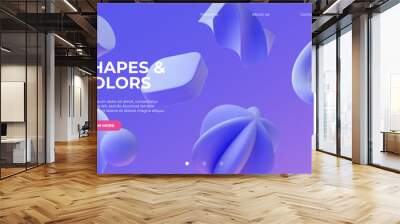 3D background with matt violet shapes. Eps10 vector. Wall mural