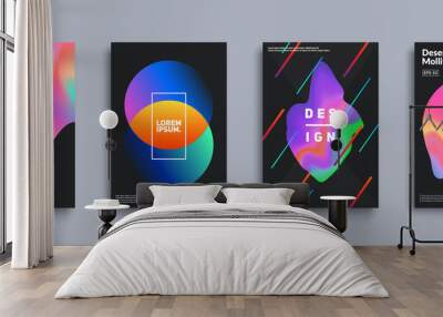 Liquid color covers set. Fluid shapes composition. Futuristic design posters. Eps10 vector. Wall mural