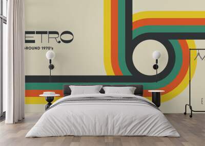 Minimal retro background with colroful stripes. Eps10 vector. Wall mural