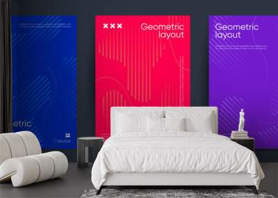 Modern minimal brochure templates. Wavy linear patterns composition. Wall mural