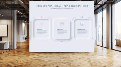 Neumorphism design infographic, 5 step timeline illustration. Minimal clean design. Wall mural